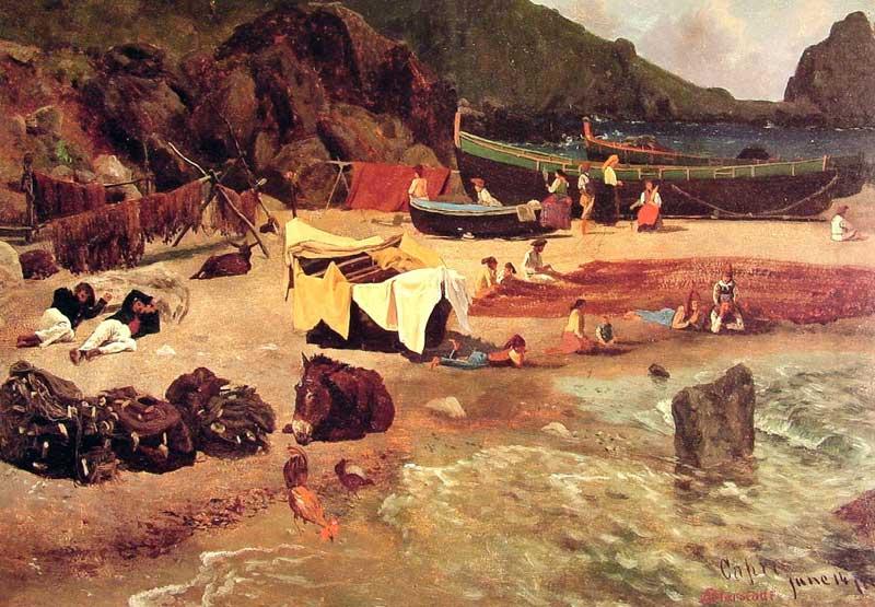 Albert Bierstadt Fishing Boats at Capri china oil painting image